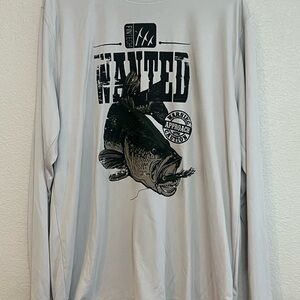 FinTech Shirt Mens Large Stone/White Fishing UV Coastal Performance Long Sleeve